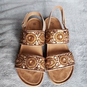 White Mountain beaded embellishment wedge sandals